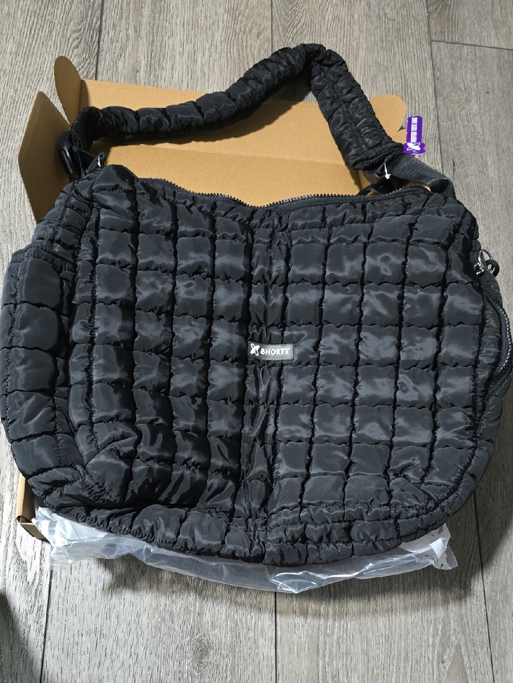 Quilted Black Shoulder Bag for Women